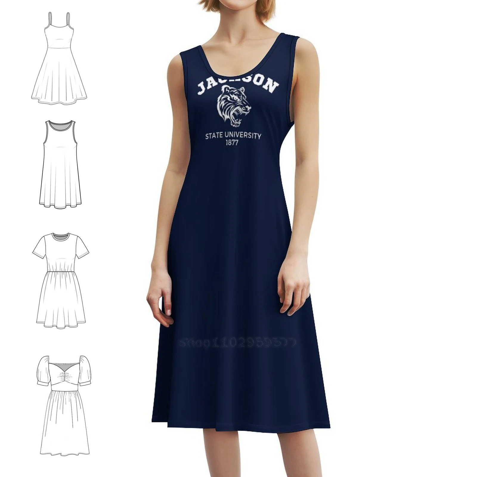 فستان جاكسون ستيت يونيفسييتي بفتحة عنق على شكل قلب فستان صيفي أنيق للحفلات للنساء من جامعة جاكسون ستيت للنساء