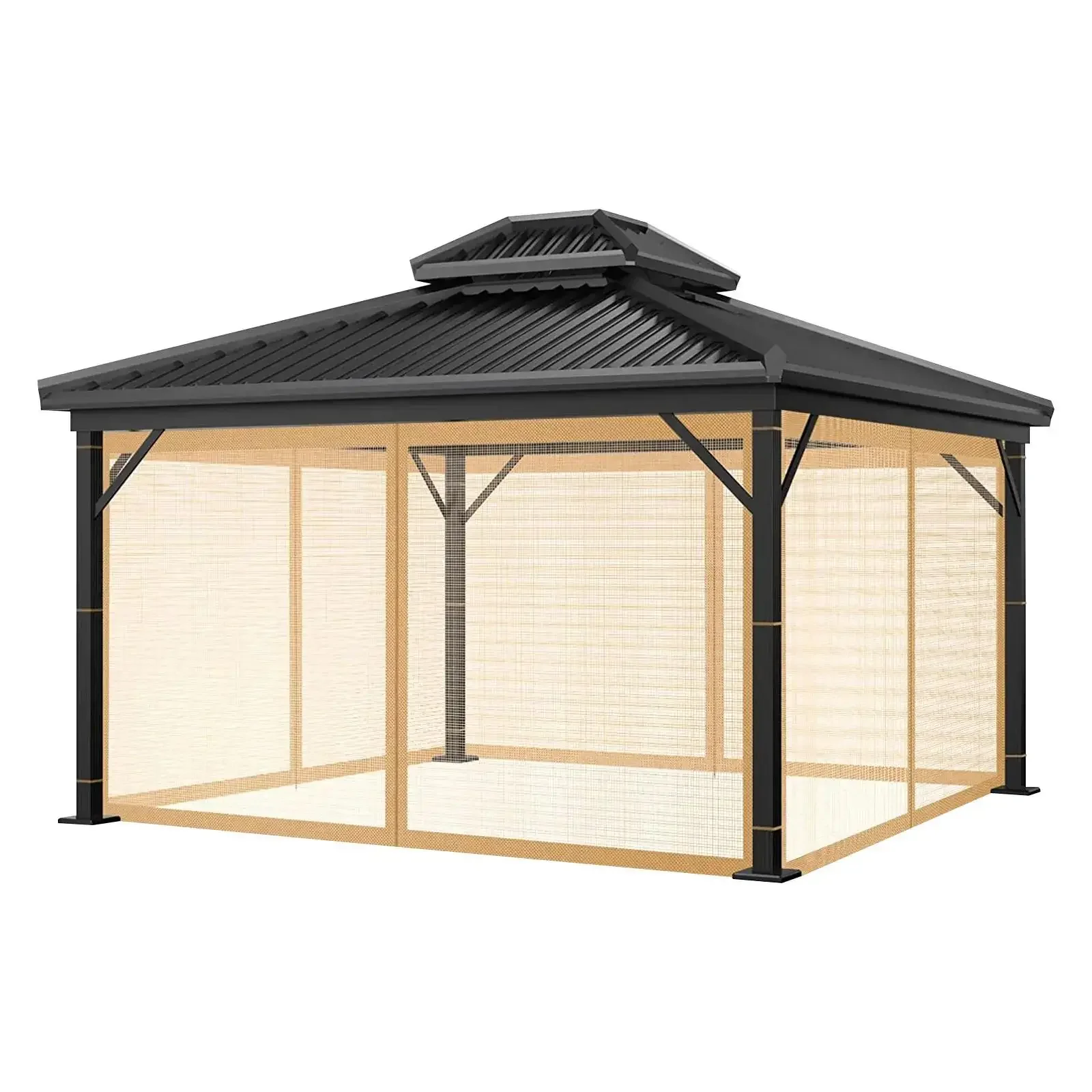 Only Outdoor Netting Mosquito Net Replacement Screen Mosquito Netting 4-Panel Sidewall Curtain with Zipper Patio Garden Yard