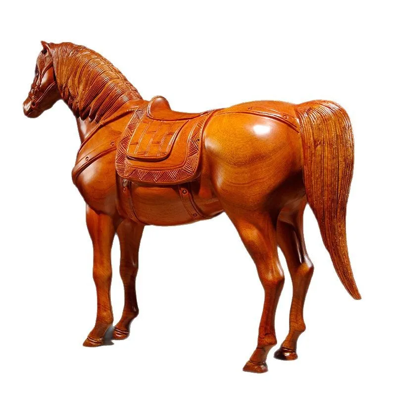خشب الورد منحوتة الحصان ديكور المنزل غرفة المعيشة مدخل ديكور الحيوان الحرفية النمط الصيني النحت الخشب الأحمر تانغ الحصان #5