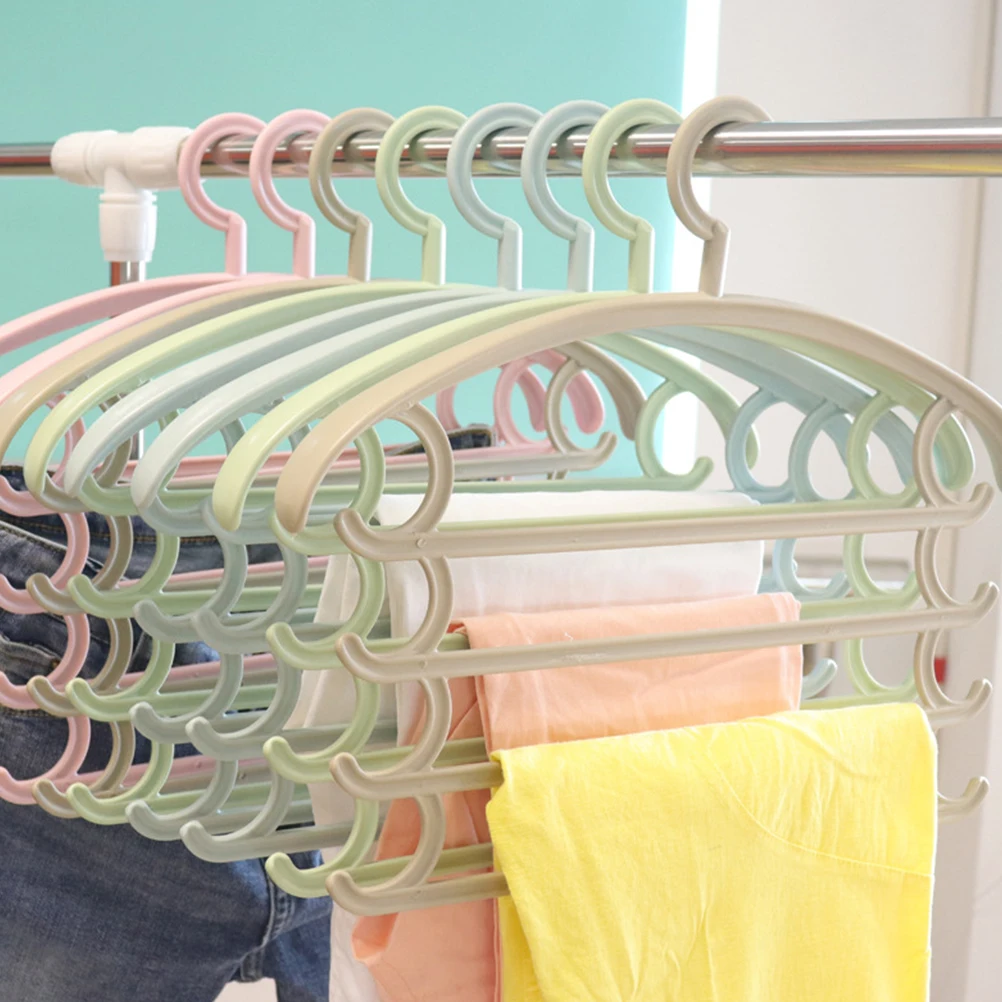 

2pcs Pants Storage Rack Scarf Rack Plastic Clothes Hanger Multi-Layer Slip Resistant Rotational Hook Sky-Blue