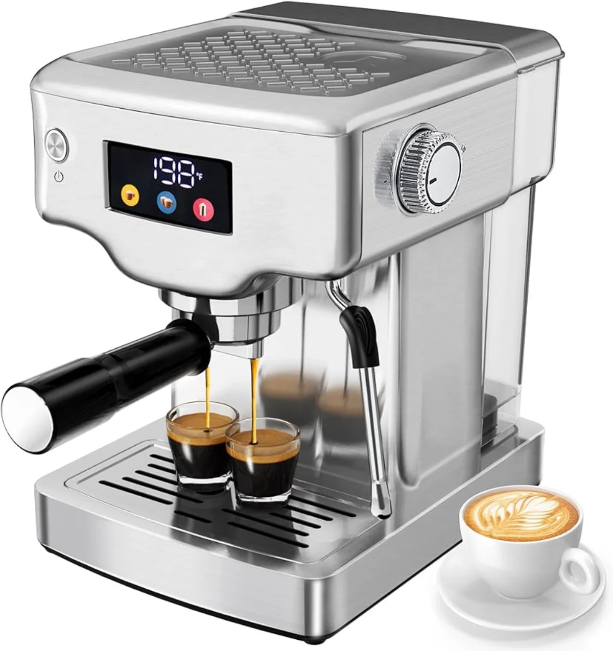 Máquina de Espresso de acero inoxidable con Espumador de leche para capuchino, Latte, pantalla táctil, 20 Bar, nuevo, EE. UU.