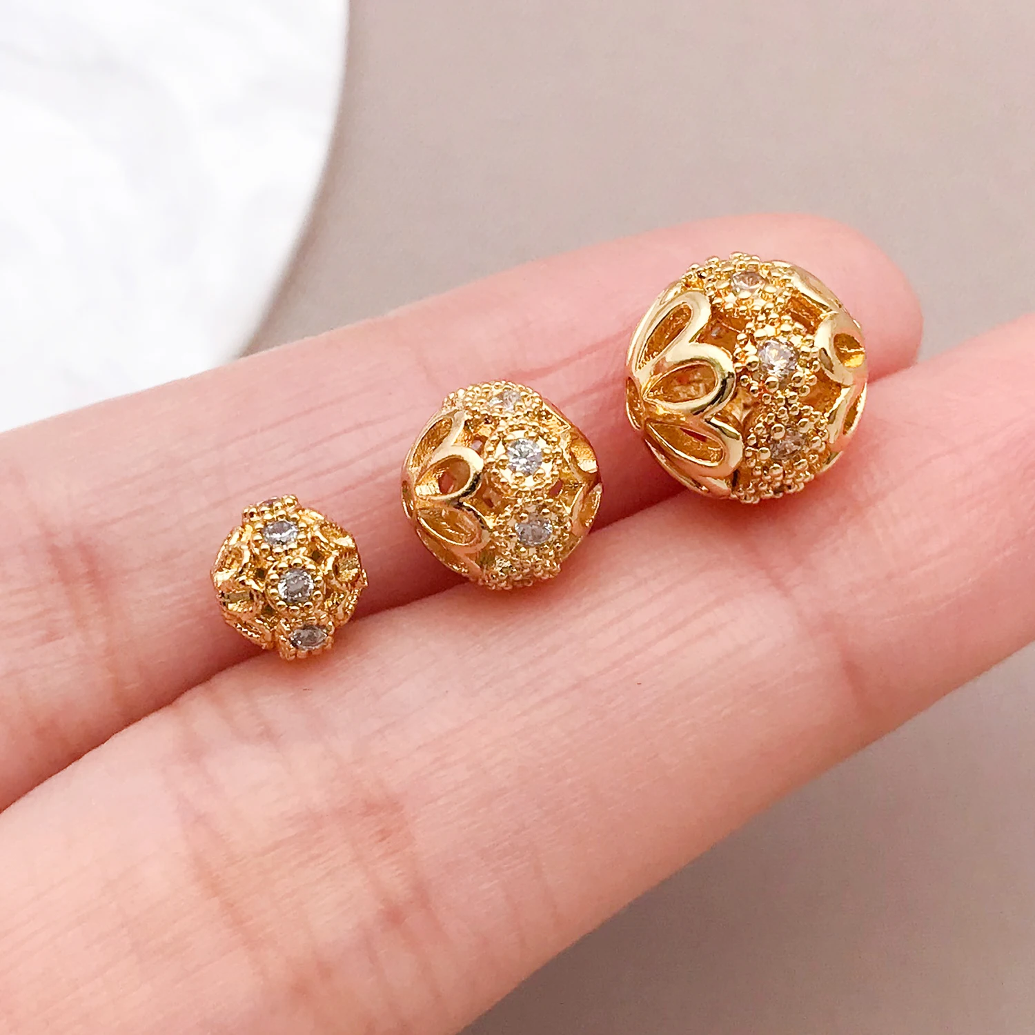 2/4/6pcs/lot 2025 NEW Shining brightly 6/8/10mm 18K Gold-plated High Quality Brass Zircon Bracelets Jewelry Making  Accessories