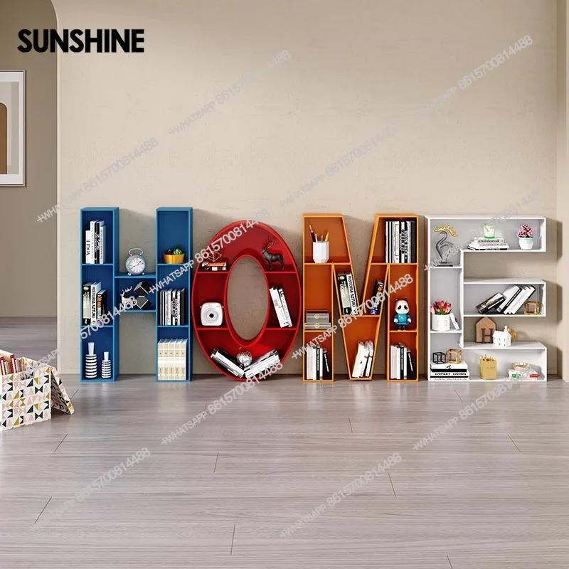 알파벳 책꽂이 – 금속 디스플레이 책장, 독립형/벽걸이형, 어린이 방, 학교 및 도서관용 맞춤형 A~Z