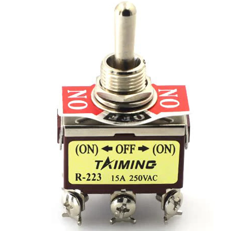 ZH-123 ZH-R-223 Kippschalter 3/6-polig 3-Positionen (EIN)-AUS-(EIN) Momentaner Wippschalter 15A 250VAC Messinggriff für Panelmontage – Detail 6