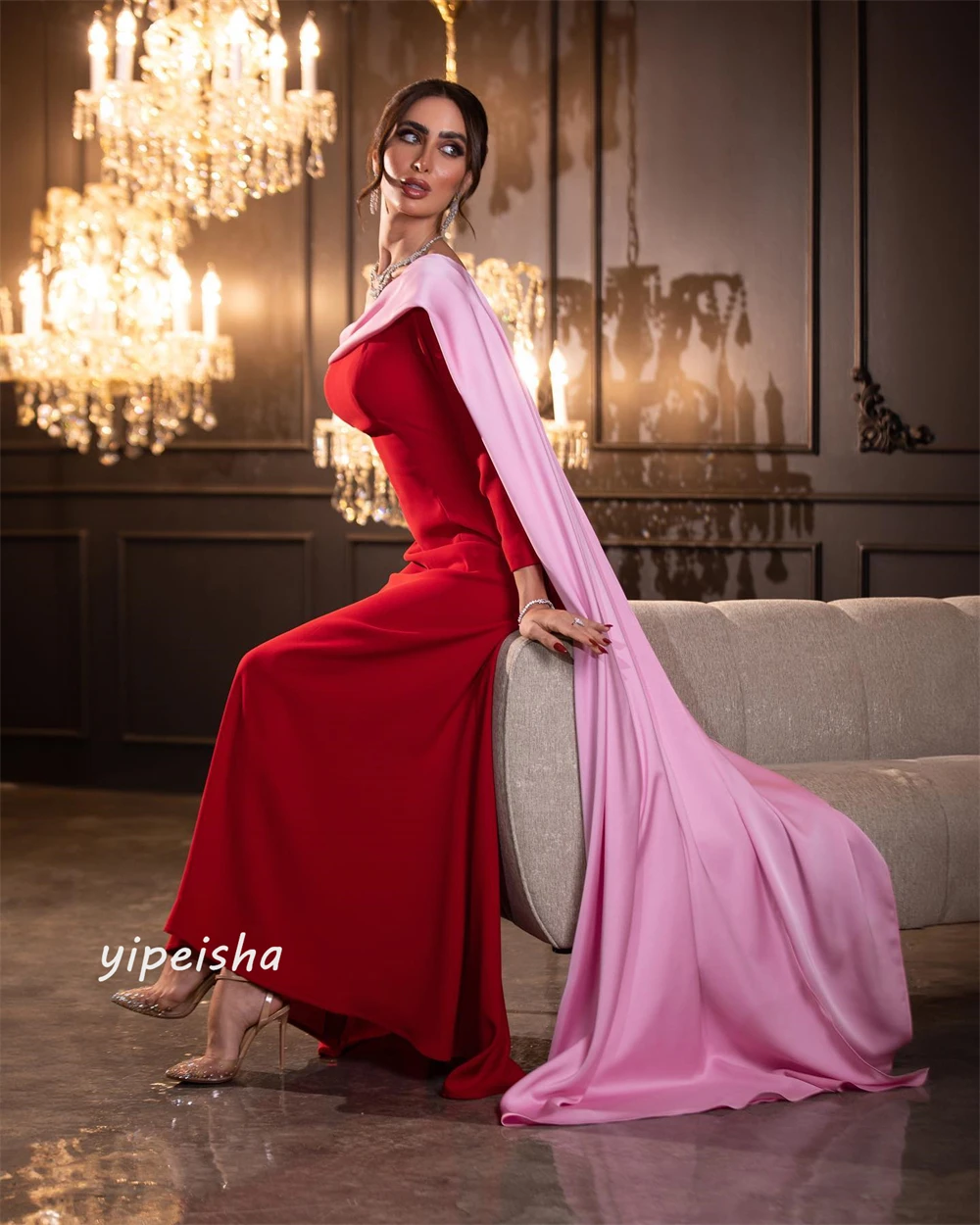 Jersey Ruched Evening A-line One-shoulder Bespoke Occasion Gown Long Dresses