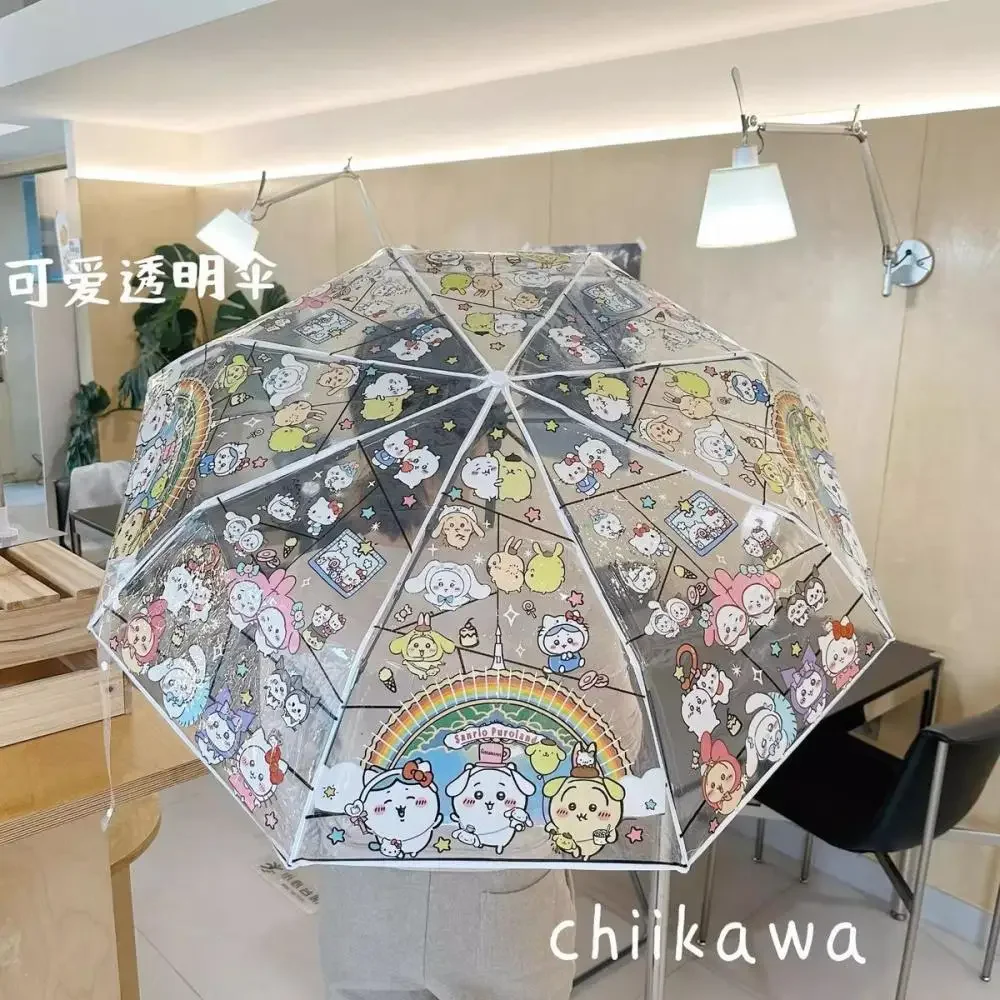 Kawaii Chiikawa Umbrella Cute Cartoon Usagi Transparent Umbrella Japanese Student Folding Adult Girls Full Automatic Umbrella view 2
