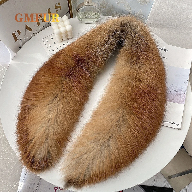 

100% Real Fur Collar For Women Coats Luxury Natural Scarf Cowhorn Collar Quality Long Style Winter Fashion Neck Warm Scarves