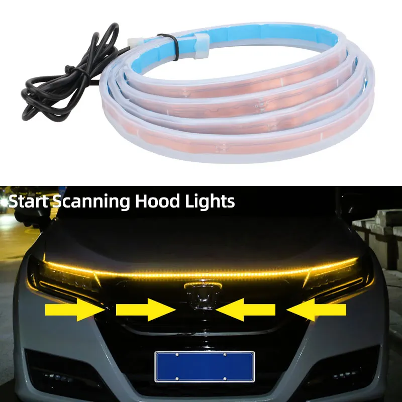 

Car Exterior Hood Decorative Lights Scan Flowing LED Daytime Running Light Universal Flexible LED Guide Atmosphere Light Strip
