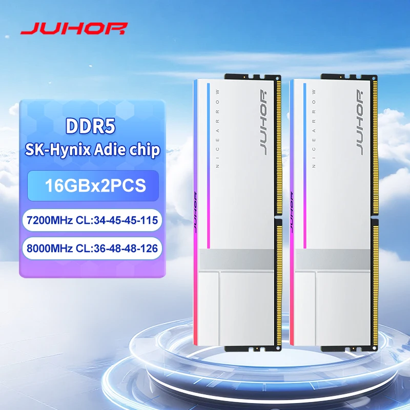 

JUHOR RGB Ram DDR5 32GB(16GBX2) 7200MHz 8000MHz DDR5 High Performance Gaming Memoria Ram