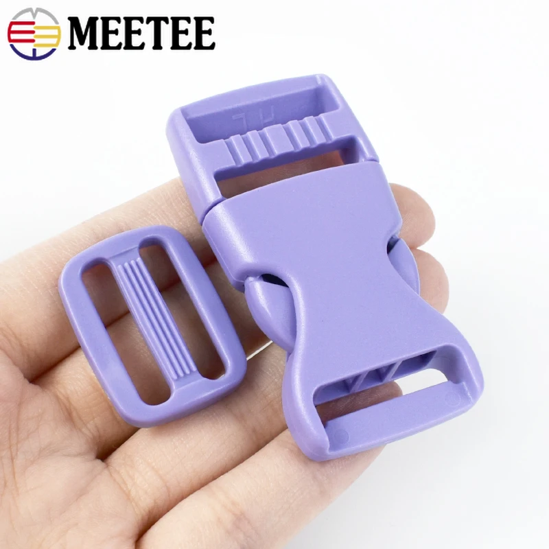 2/5/10Sets 15/20/25mm Plastic Release Buckle Tri-Glide Slider Combination Bag Strap Webbing Adjuster Hook DIY Sewing Accessories