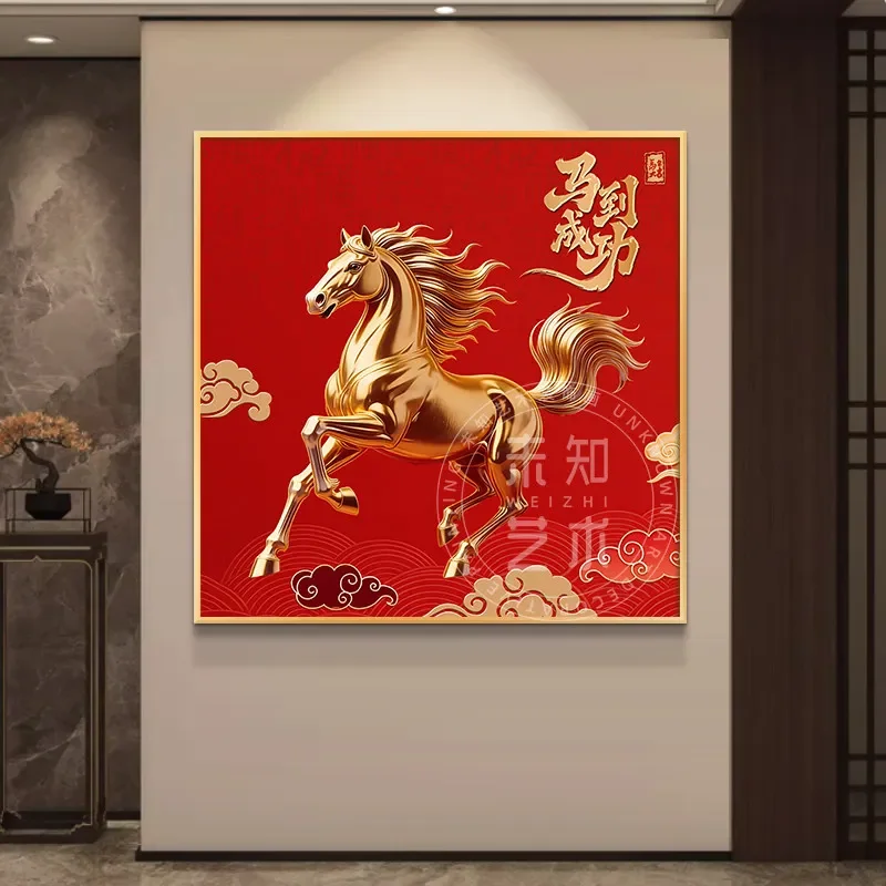 CX has been successful in hanging paintings, high-end atmospheric entrance background wall decoration murals