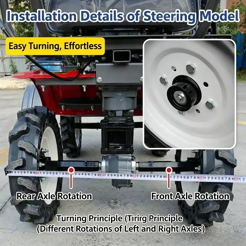 Mini Tiller Solid Wheel Axle Replacement Parts Gas Diesel Cultivator Rotavator Tyre Loosening Machine Fitting