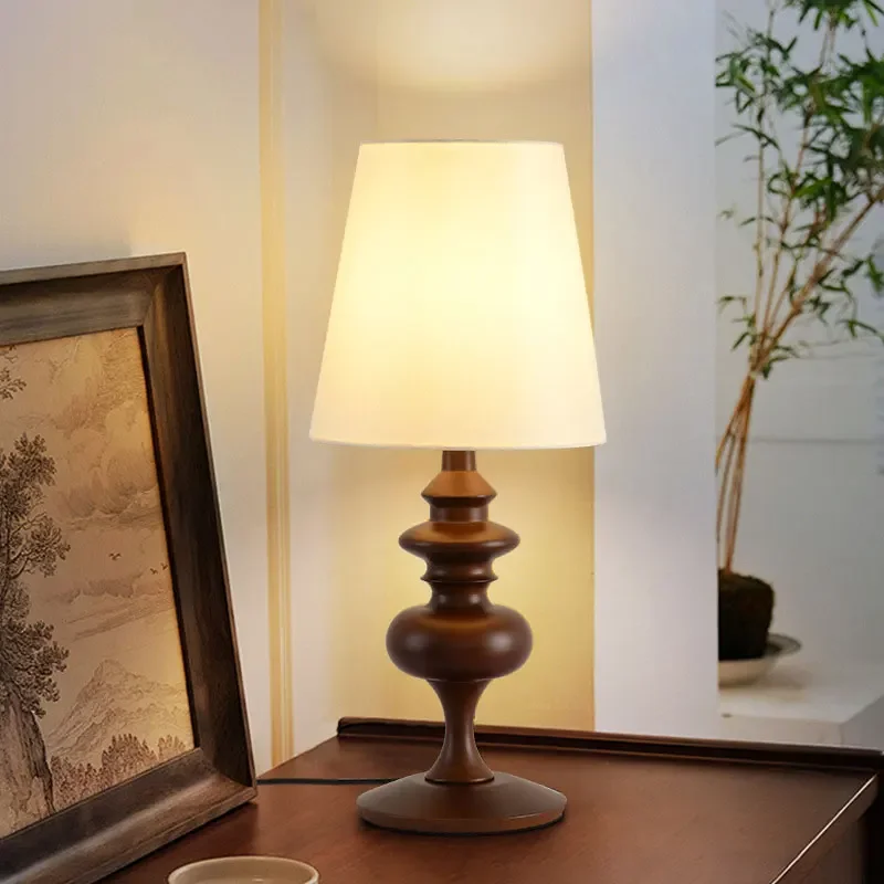 

Bedroom Bedside table lamp French Style Retro Walnut Wabi Sabi Style Creative Designer Hotel Living Room Bedside Night Light