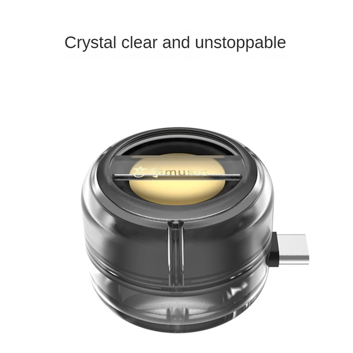 Portable Mini Speaker Universal Type-C Sound Box Type-C Plug in Mobile Phone Amplifier External Wired Home Clear Black