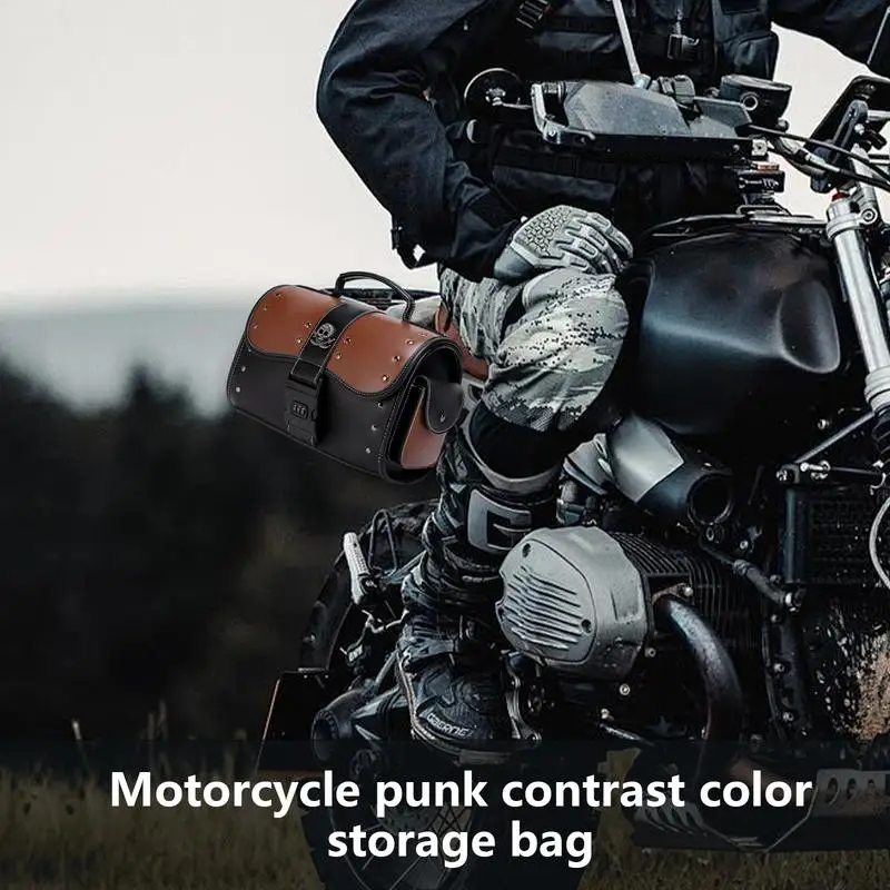

Motorcycle Bags Leather Handlebar Bag Tool Organizer Waterproof Motorcycle Accessories For Camping Touring Men Women Outdoor
