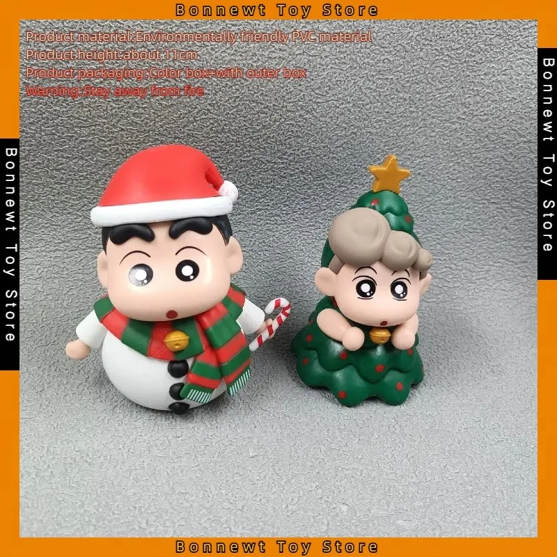 

New 11cm Crayon Shin-chan Figures Christmas Snowman Shin-chan Sunflower Cute Dolls Desktop Ornaments Wholesale