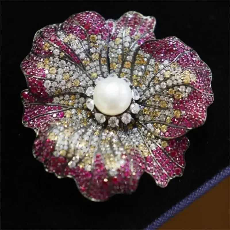 

Pirmiana 2023 Hot Sale New Flower Pearl S925 Silver Women Brooch Cubic Zircona Gemstone Fashion Jewelry