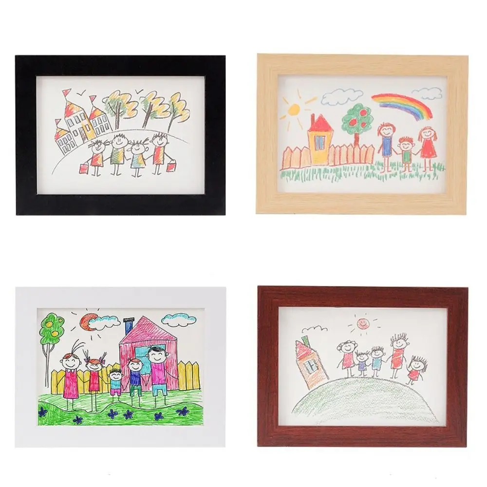 Creative Wall Decoration Wooden Kids Art Frame Changeable Rotatable Photo Frame Memorial Family