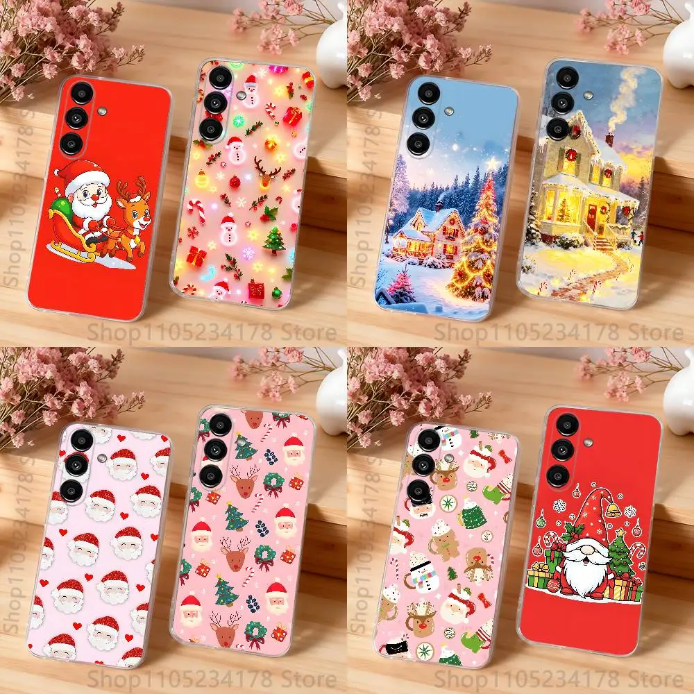 Cute cartoon Christmas patterns Phone Case For Samsung S30,S25,S24,S23,S21,S22,S20,S10,5G,FE,lite,PIus,Ultra Transparent Cover