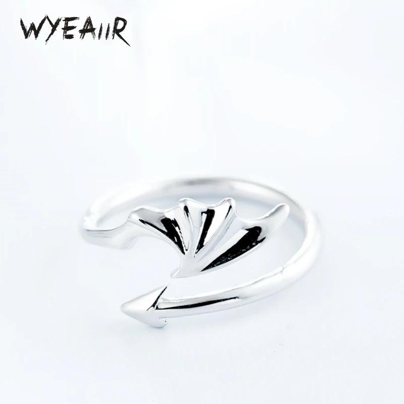

WYEAIIR 925 Sterling Silver Devil Wings Cute Personality Resizable Opening Ring For Women Fine Jewelry
