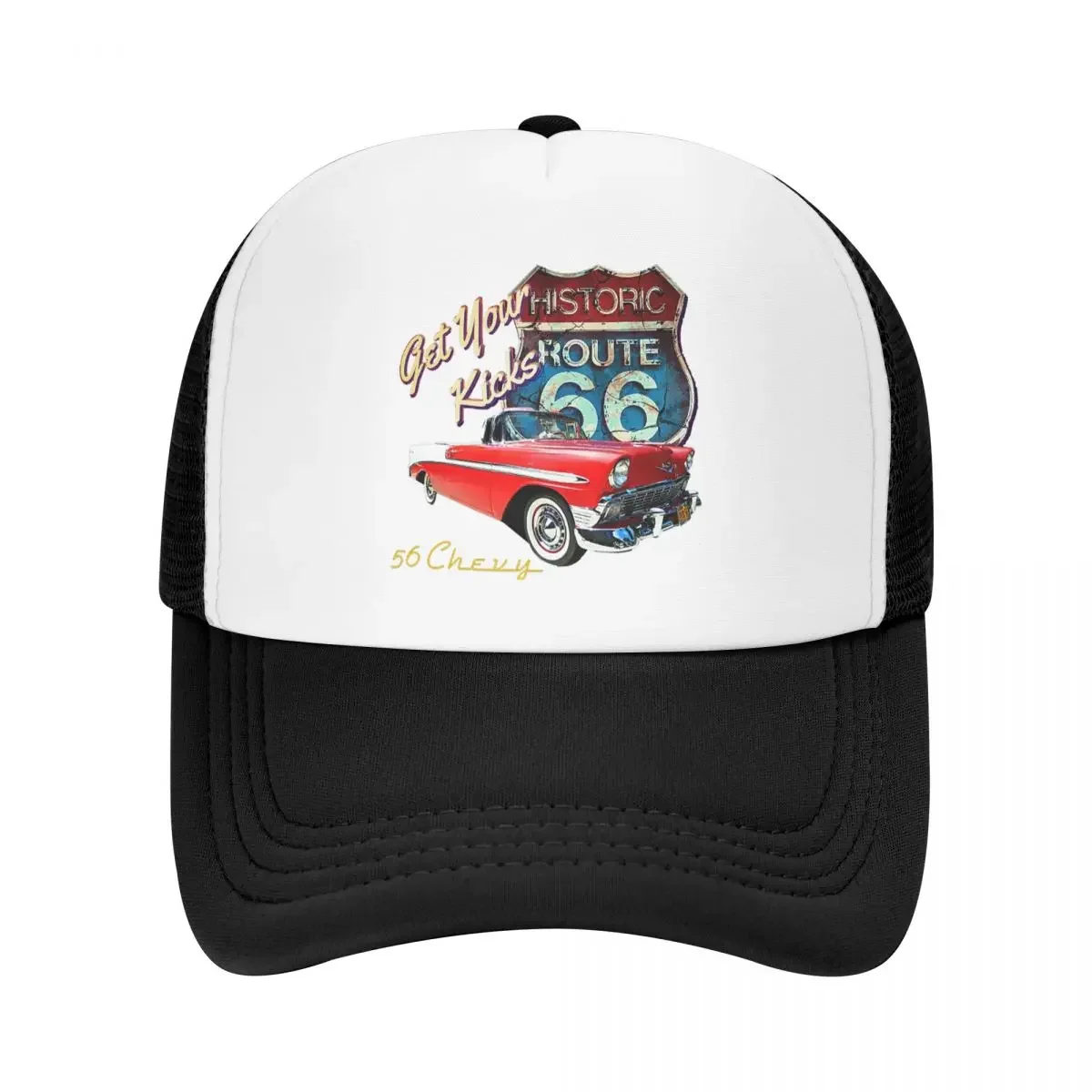 1956 Chevy-Bel Air Car Street Hot Rod Antique Route 66 Cap Mesh Baseball Caps Adjustable Hat Hip Hop Summer Unisex Baseball Hats