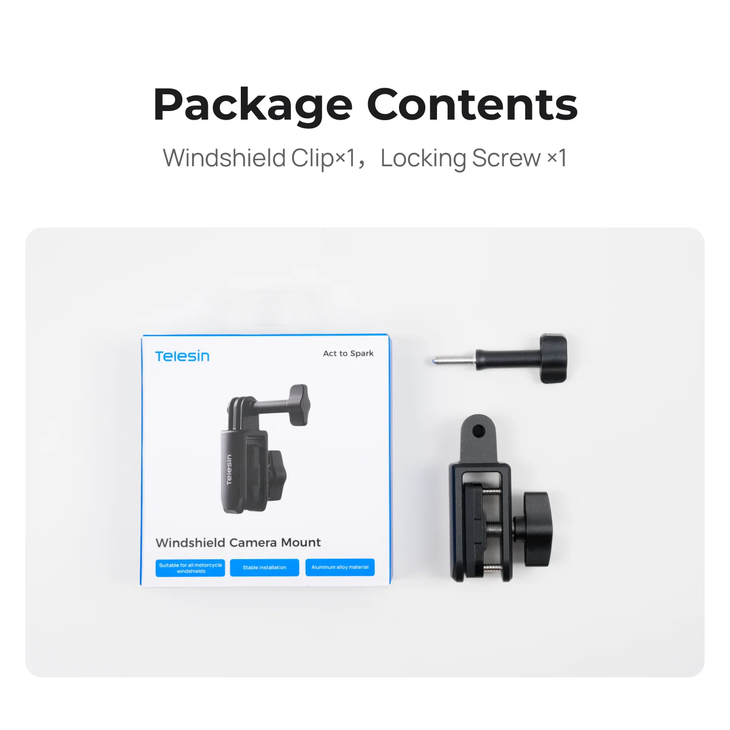 TELESIN motorwindschermbevestiging voor camera, geschikt voor GoPro Hero, DJI Osmo Action en Insta360. Aluminium klem, accessoires voor actiecamera's.