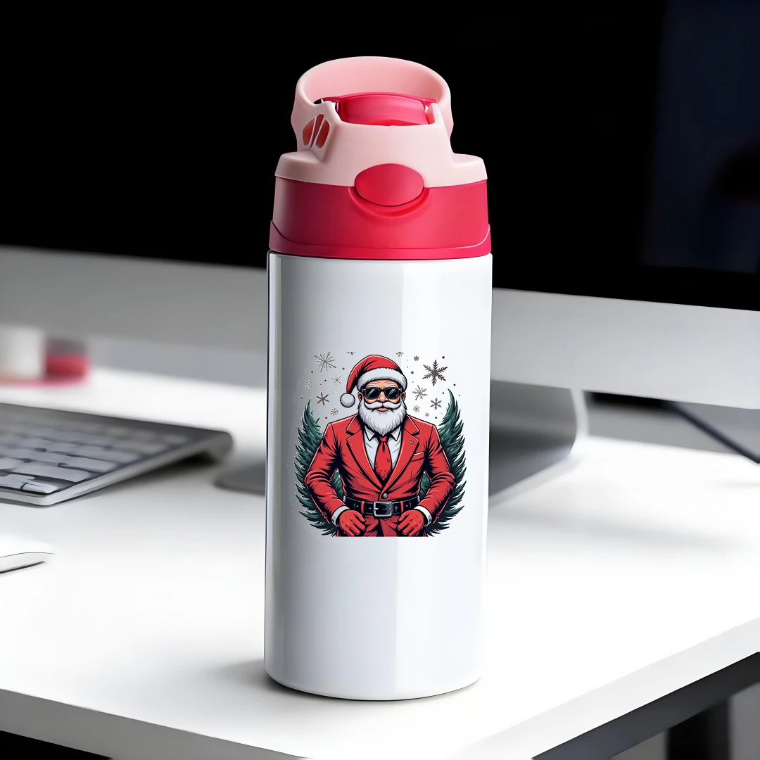 

304 stainless steel thermal cup cartoon Santa Claus thermal cup childrens straw cup leakproof and shockproof Essential Chri