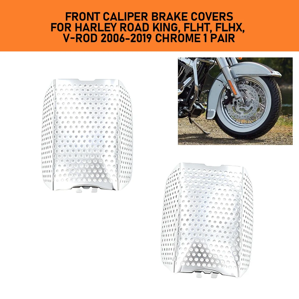 Motorcycle Front Brake Caliper Insert Set Cover For Harley V-Rod 2006-2019 Touring 2008-2019 Stainless Steel Guard Accessories