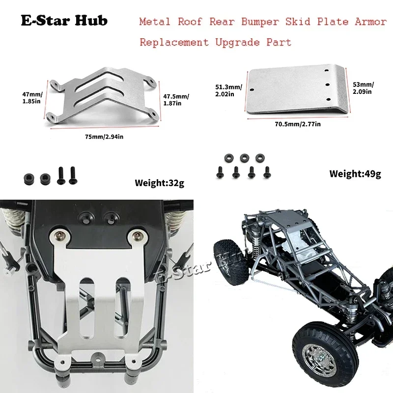 RC Car Metal Roof Rear Bumper Skid Plate Armor Replacement Upgrade Part for 1/10 RC Car Accessories Tamiya 2WD BBX-01 BB-01