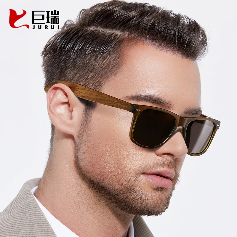 European and American New Fashion Sunglasses Men's Classic Retro Wood Polarized Sunglasses Decorative Rivets Foreign Trade Glass