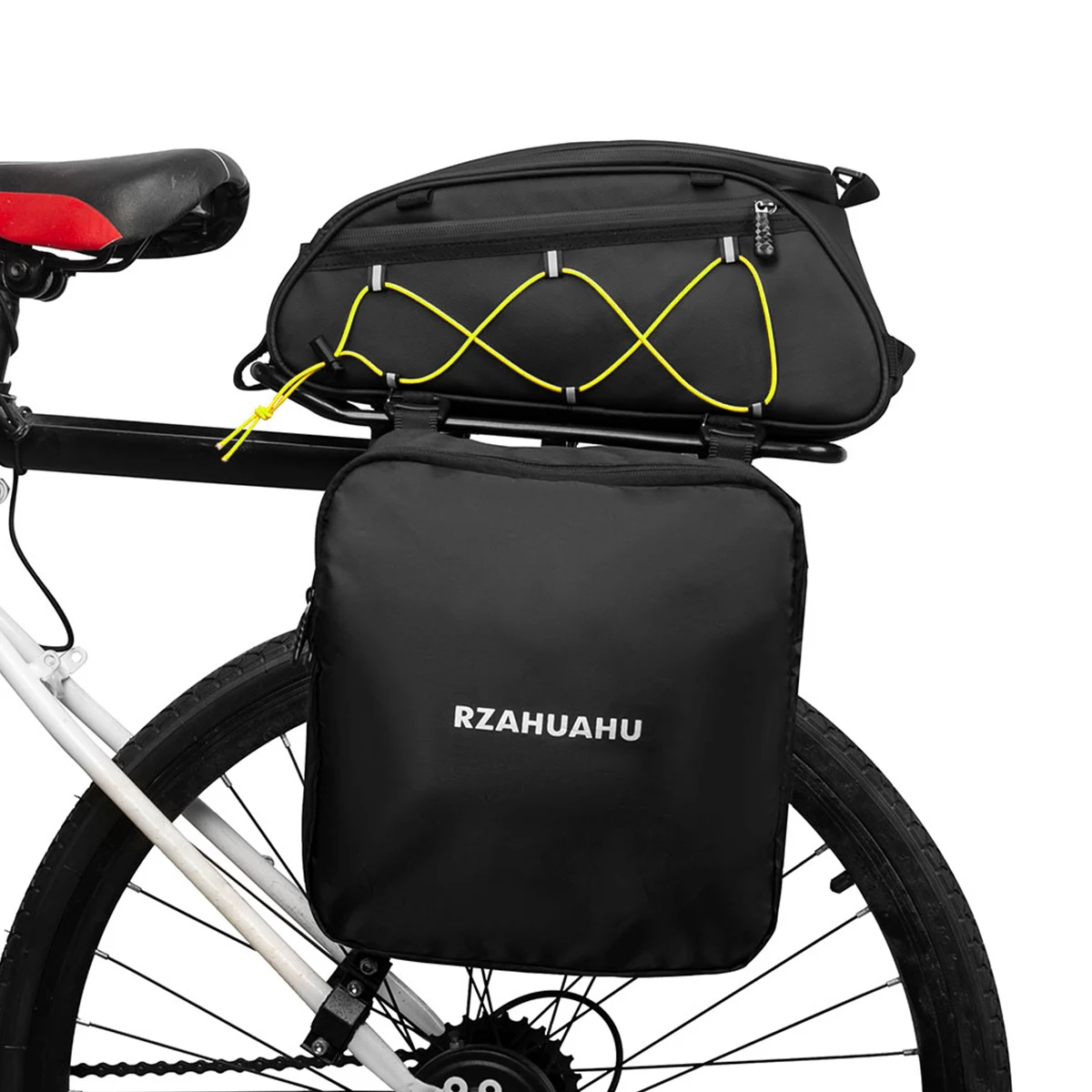 3-in-1 Bike Rack Bag Trunk Bag Waterproof Bicycle Rear Seat Bag Cooler Bag with 2 Side Hanging Bags Cycling Cargo Luggage Bag