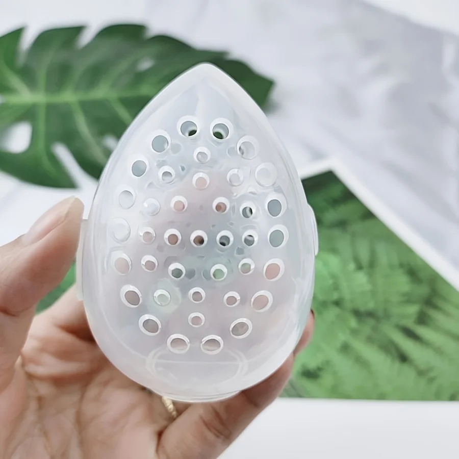 Bouffée de poudre de maquillage avec cadre en forme d'œuf africain, bouffée transparente, porte-outil de maquillage, éponge cosmétique de beauté, boîte de rangement, 1 à 3 pièces par lot