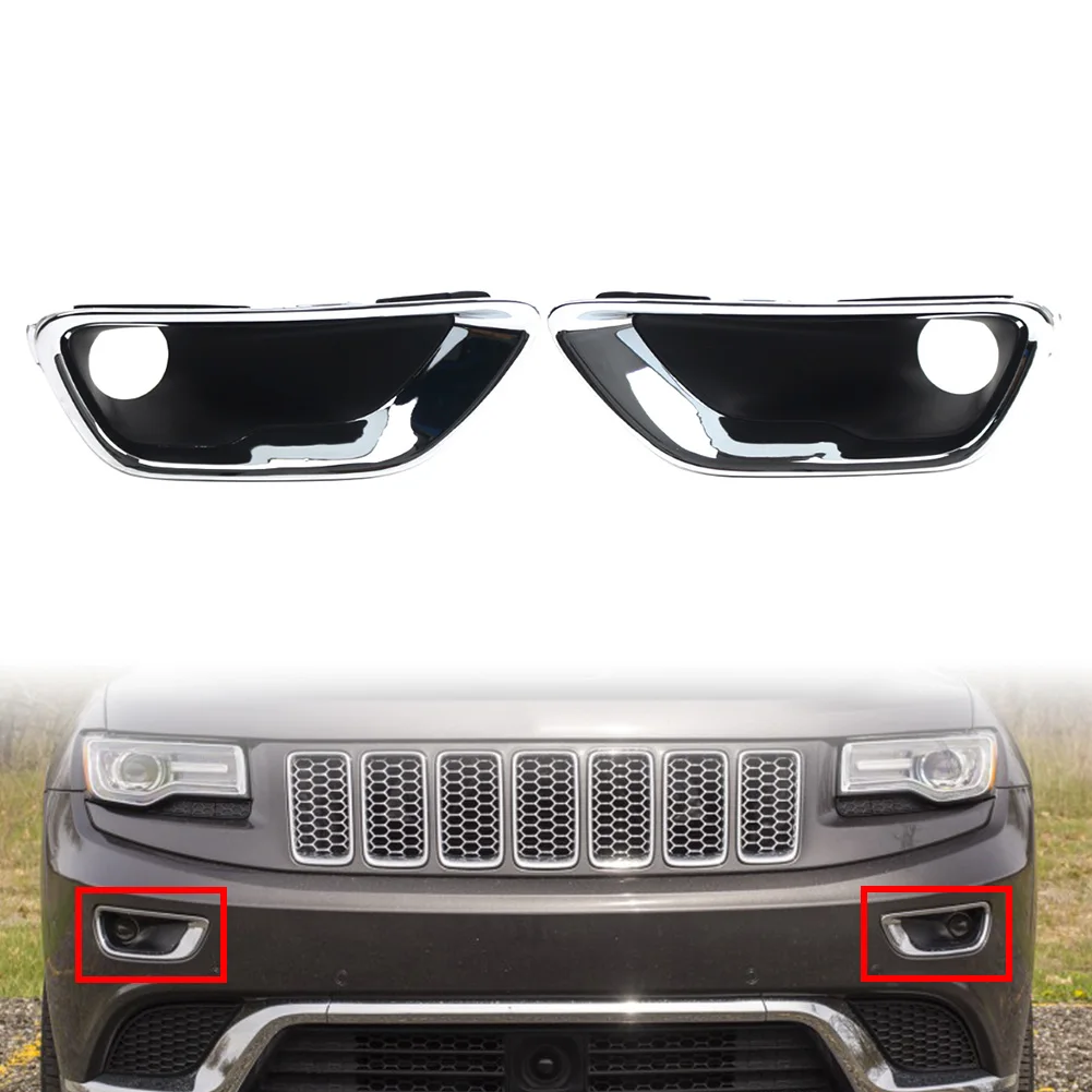 1Pair Car ABS Front Bumper Fog Light Lamp Cover Bezel For Jeep Grand Cherokee Limited Laredo Overland Trailhawk 2017-2021