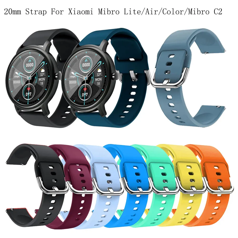 20mm Watch Strap For Xiaomi Mibro Lite  Smartwatch Silicone Wristband For Xiaomi Mibro Air / Color Mibro C2 Band Bracelet