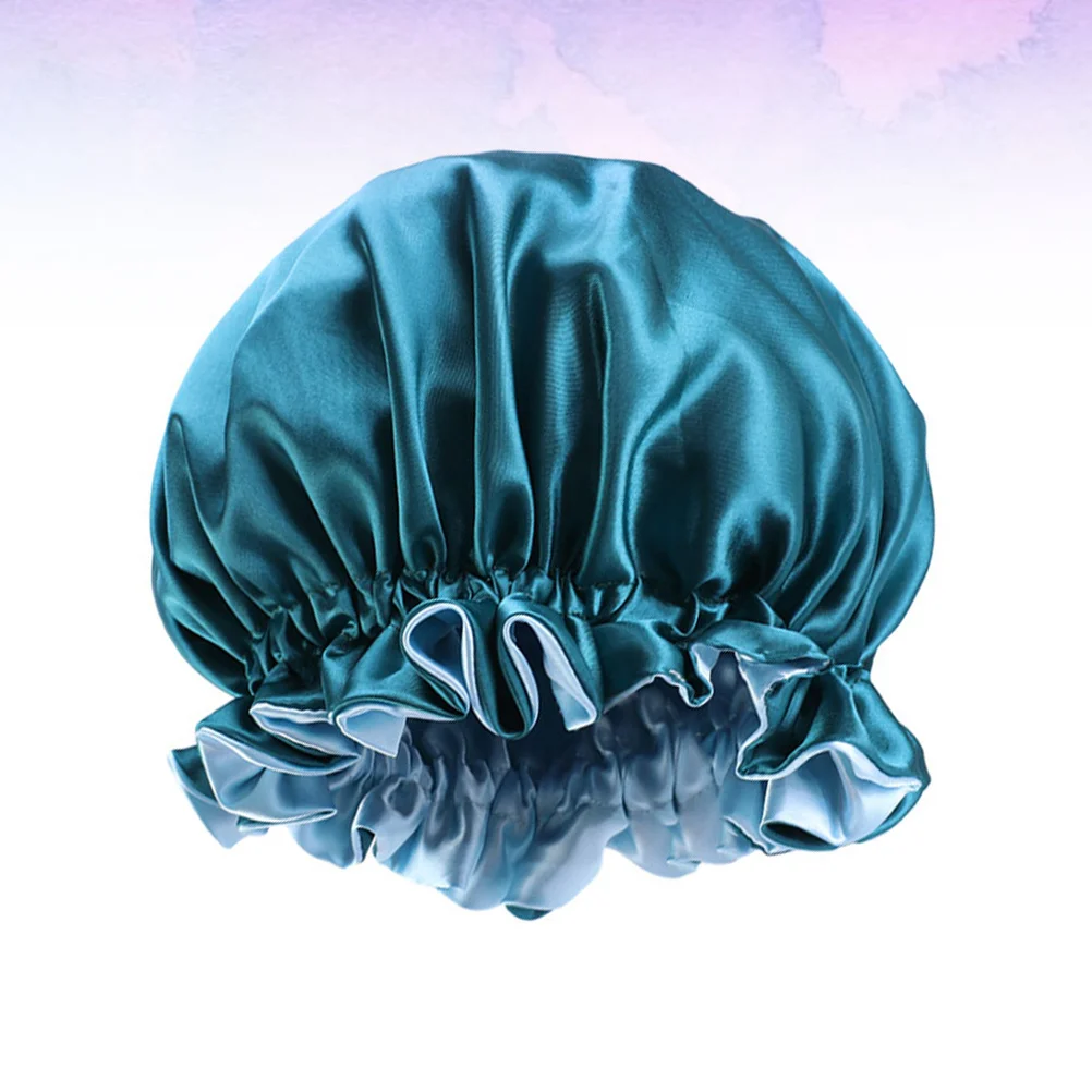 

1Pcs Chemotherapy Cap Women's Satin Sleep Bonnet Double Layer Night Hat Large Round Design Hair Salon Comfortable Fit Peacock