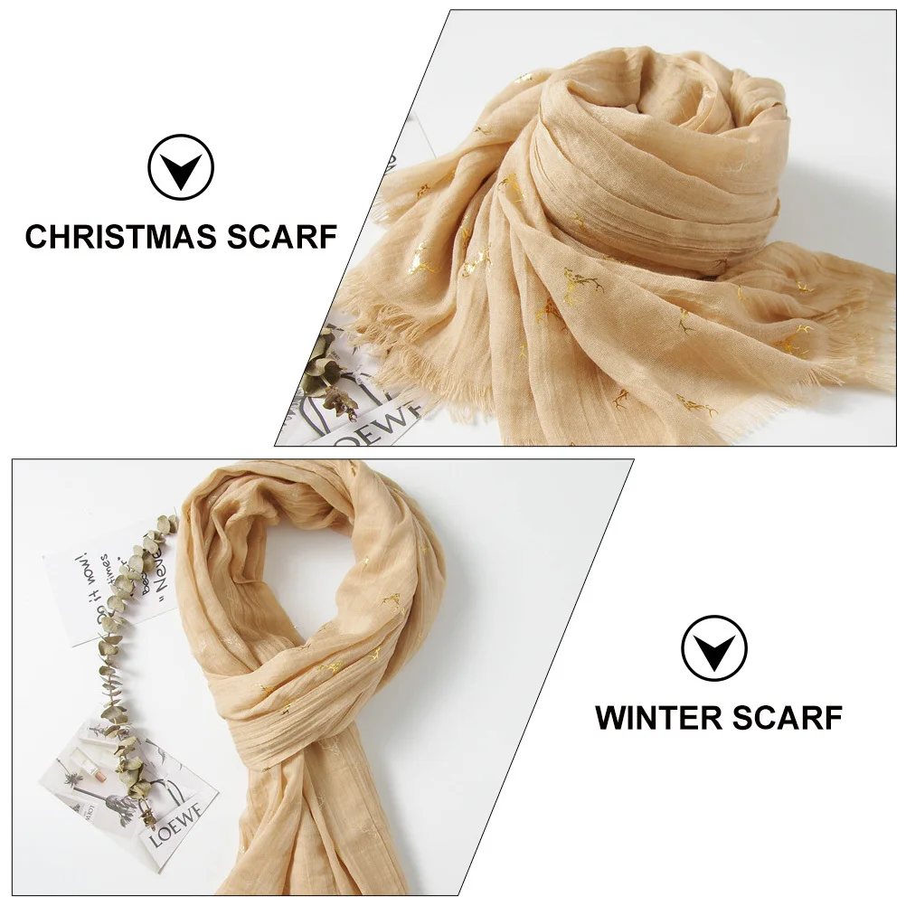 

Christmas Deer Bronzing Scarf Cozy Winter Warmth Lightweight Comfortable Fabric Unique Fashion Statement Holiday Outfit