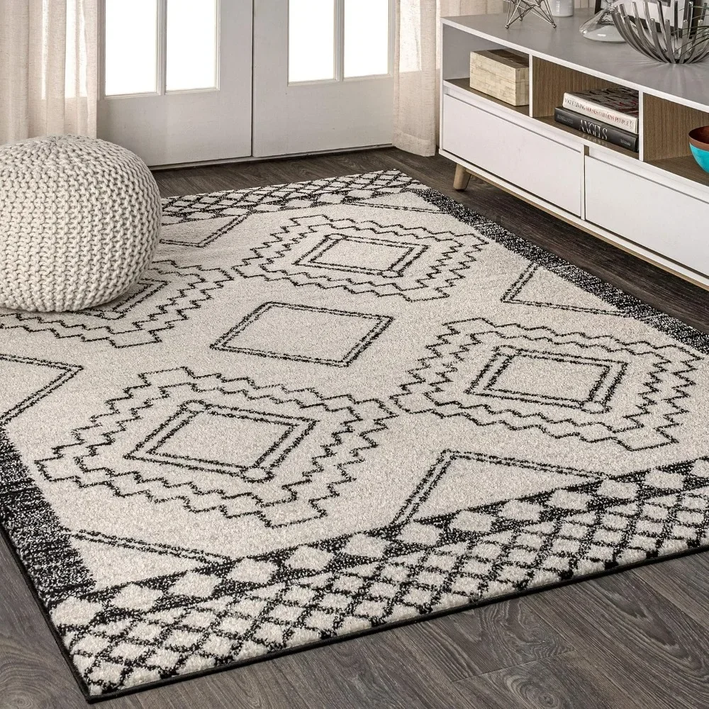 

Carpet,Bohemian style geometric pattern living room carpet, easy to clean and durable carpet that won't fall off,