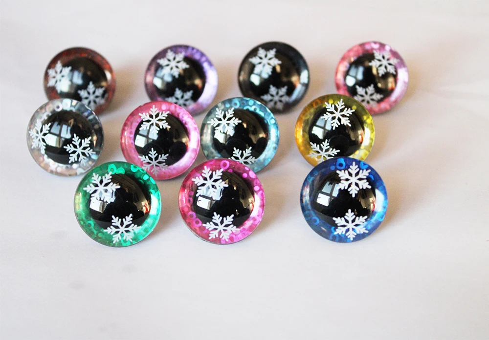 20 Stück Neues Design 9mm 12mm 14mm 16mm bis 35mm Bastelglitter-Sicherheitsaugen 3D Schneeaugen Puppenaugen mit Unterlegscheibe – Q11 – Detail 1