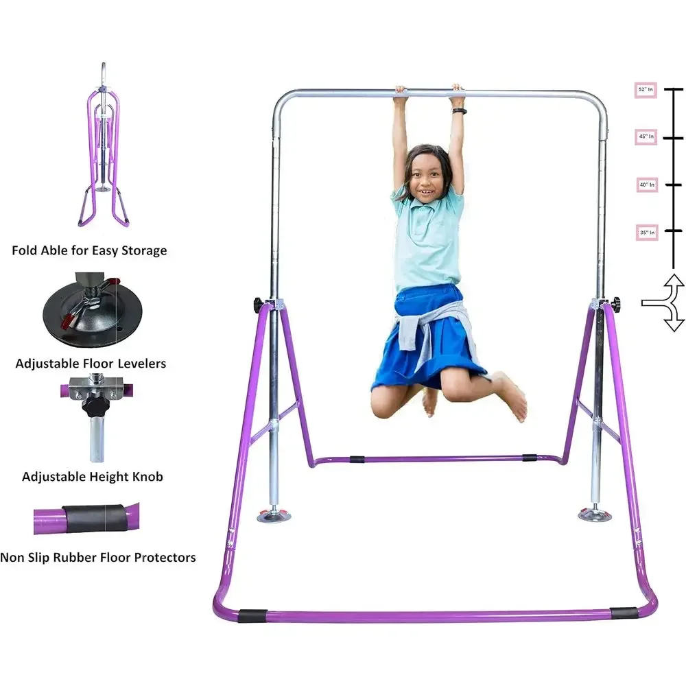 Adjustable Height Horizontal Kip Bar for Junior Gymnastics Training, Kids Jungle Gym, Balance Beam view 5