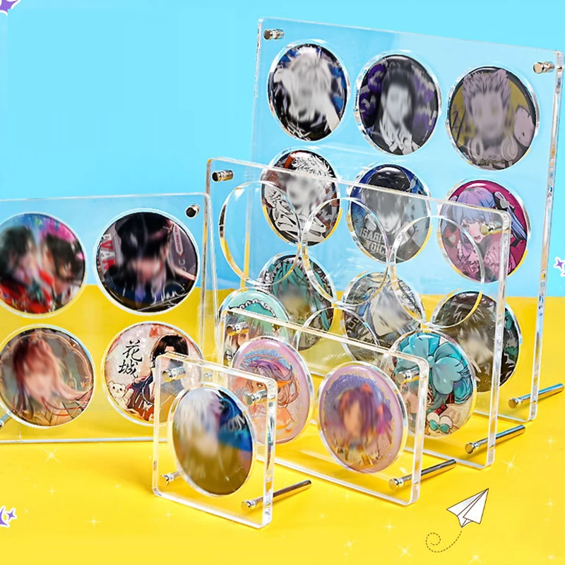 Acrylic Badge Desktop Display Stand Baji Card Brick Sealed Dustproof Transparent Storage Box for Anime Peripheral Badges Cards