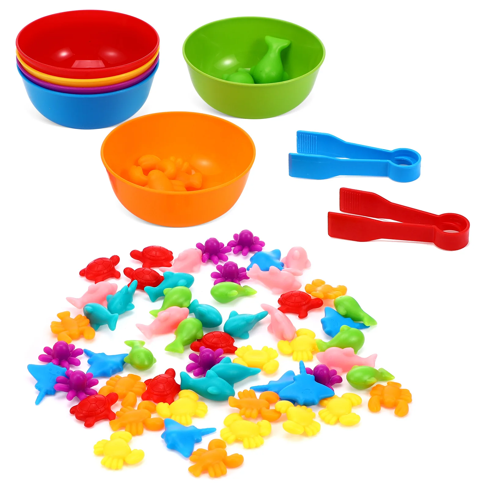 Montessori Lehrmittel Set Kleinkind Spielzeug Tier Zählen Farbe Sortierung Sensorische Schalen Für Kleinkinder Marine Kognitive Mini Spiele