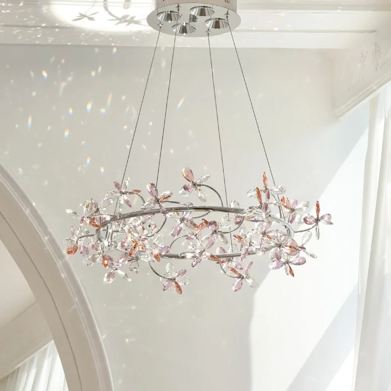 ثريا كريستال فرنسية فاخرة رومانسية غرفة الأميرة غرفة نوم ماستر ضوء الراقية غرفة الطعام كريستال إكليل تركيب المصابيح #2