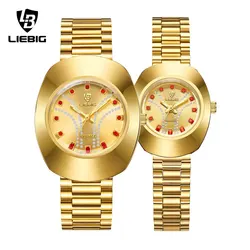 LIEBIG Luxury Oval Golden Stainless Steel Quartz Watch Women Men Casual Female Male Clock Waterproof Wristwatch Relogio Feminino