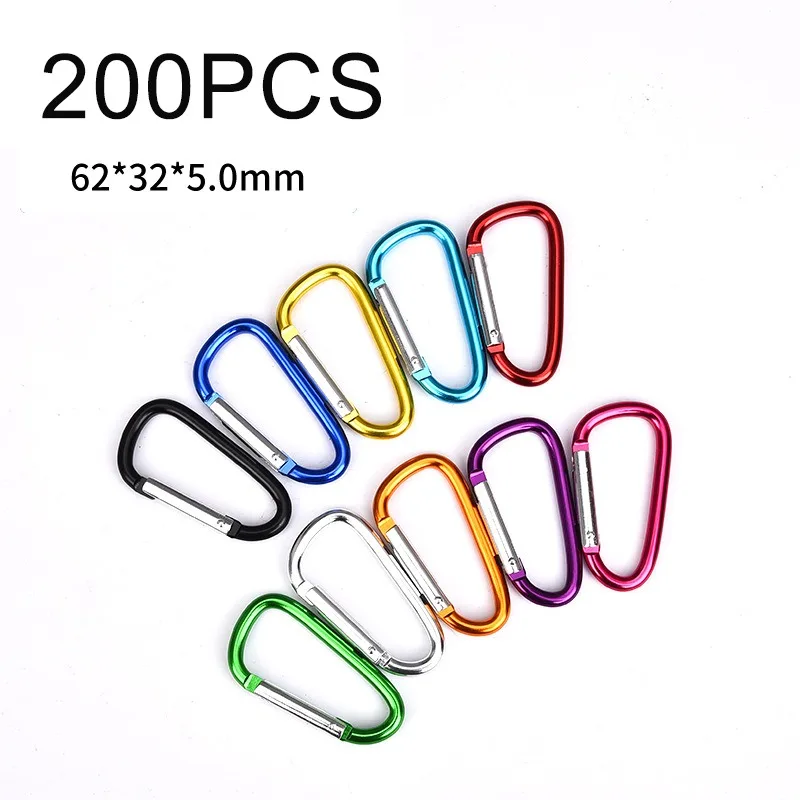 

200 Pcs Aluminum D Ring Carabiner Clip Bulk Packages Available in A Variety of Styles and Colors 32x62mm for Keychain Clip