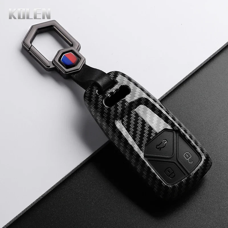 ABS Carbon Faser Auto Schlüssel Fall Abdeckung Für Audi A4 B9 A5 A6 8S 8W Q5 Q7 4M S4 S5 S7 TT TTS TFSI RS Schutz Shell Fob Zubehör