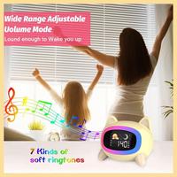 GOOD-Kids Alarm Clock,Cute Cat Alarm Clock With Night Lights,Children's Sleep Trainer,Light Clock For Boys Girls Gifts