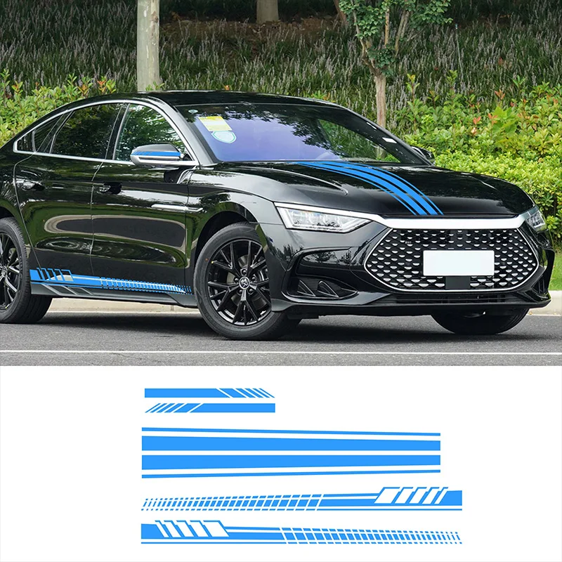 

5Pcs/set Body waistline side skirt stripes car hood rearview mirror whole vehicle sticker