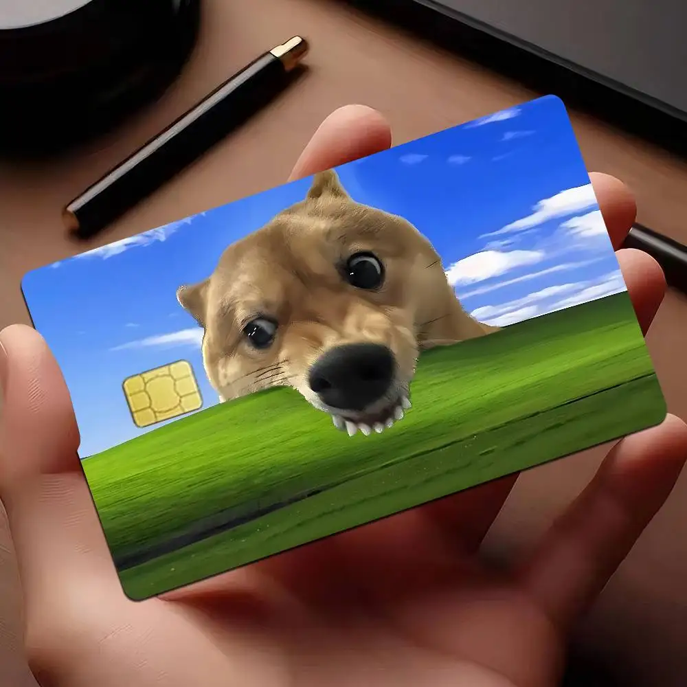 القطط والكلاب محاكاة ساخرة مجردة مضحك الرموز أنيمي ملصق فيلم غطاء الجلد لبطاقة الائتمان بطاقة الخصم البنك الجبهة