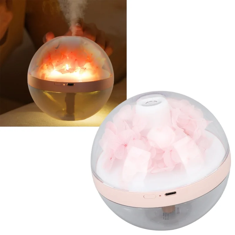 Essential Oil Diffuser Mini LED 270ml Pink Eternal Flower Aroma Humidifier For Tabletop Bedroom