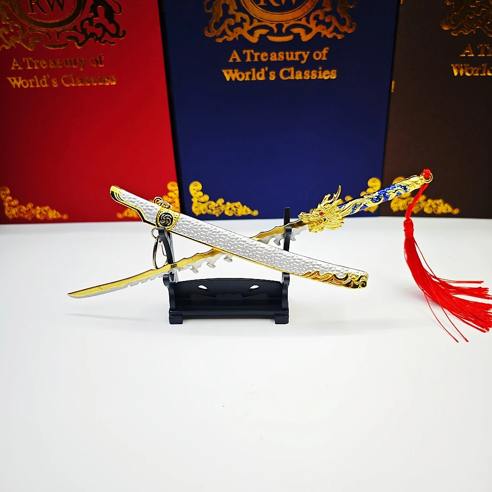 Naraka: Bladepoint Game Peripheral Metal Sheathed Weapons Dragon Arc Tachi Static Model Sword Handicraft Ornament Toy Keychain